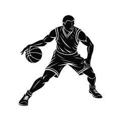Naklejka premium Basketball player icon silhouette vector with white background