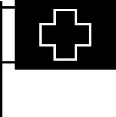 Medical Flag Icon with Cross Symbol for Emergency or Hospital Indication – Transparent Background.