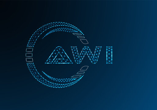 AWI low poly letter logo vector design. AWI lower poly logo design.