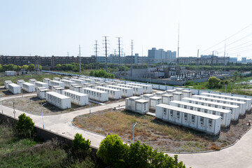 Obraz premium The energy storage batteries in the substation