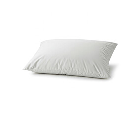 A Fluffy white pillow with soft creases isolated on white background