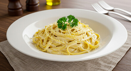 un plato de pasta cremosa