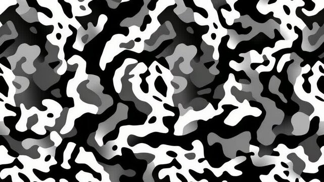 Black and white camouflage pattern with abstract design ideal for fashion and military applications
