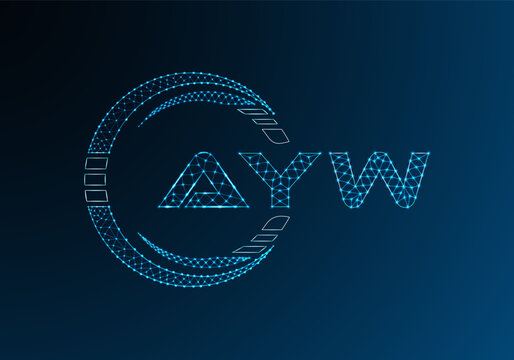 AYW low poly letter logo vector design. AYW lower poly logo design.