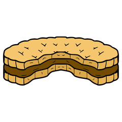 bitten biscuit sandwich illustration hand drawn isolated vector