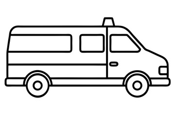 Ambulance Line Art Vector Illustration