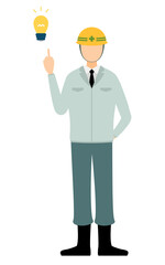 Simple illustration of a man supervisor wearing a helmet discover