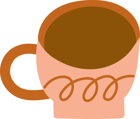 Hot beverage modern cups or mug with tea or coffee decorated trendy.