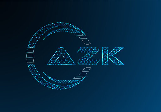 AZK low poly letter logo vector design. AZK lower poly logo design.