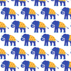 Thailand Elephant Seamless Pattern. Travel to Thailand. Thai ornaments. Vector Illustrations. Background
