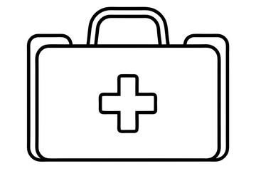 First Aid Kit Line Art Vector Illustration