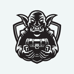 goblin silhouetteof black logo for t-shirt  design