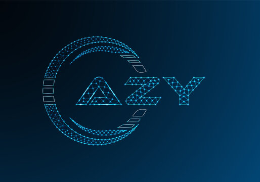 AZY low poly letter logo vector design. AZY lower poly logo design.