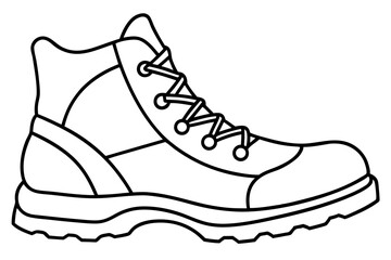 Hiking Boots Line Art Vector Illustration