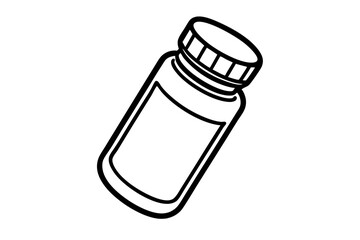 Pill Bottle Line Art Vector Illustration