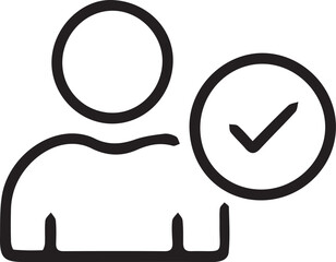 Verified User Icon, Account Approved Symbol, Profile Checkmark Badge Vector