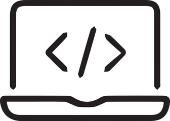 Obraz premium Laptop with Code Symbol, Developer Icon, Programming Interface Vector