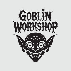 Fototapeta premium goblin silhouetteof black logo design on whith background