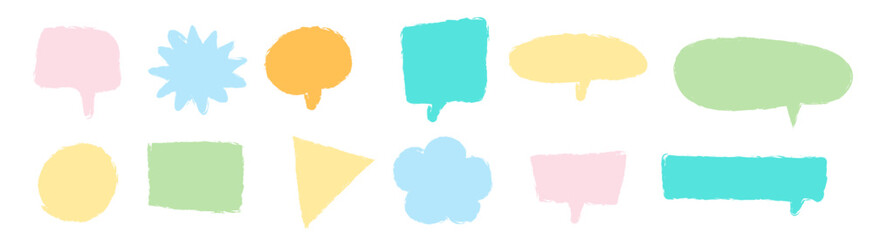 Set of Colorful speech bubbles in Hand-drawn style , chatting box, message box outline cartoon elements vector illustration