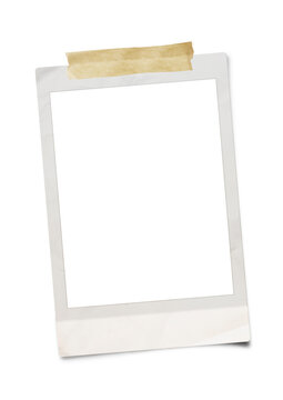 Fototapeta Old photo frame isolated. Empty white photo frame. Vintage instant photo frame isolated in transparent PNG