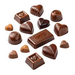 Obraz premium Delicious Dark Chocolate Assortment on transparent background