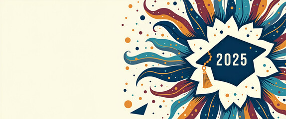 Create a refined Class of 2025 banner design incorporating modern aesthetics bold graphics and inspirational typography to commemorate academic milestones unity and excellence for dynamic event promot