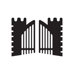 Vector illustration of a medieval castle gate silhouette