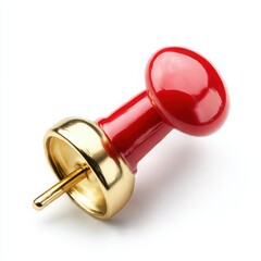 Red and gold push pin isolated on white background