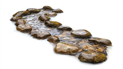 Serene Stream Flowing Over Smooth Stones in Tranquil Setting