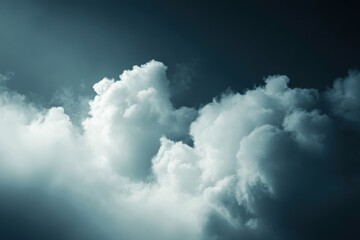 Fototapeta premium Fluffy clouds variety on dark background. Soft white formations and atmospheric haze for tranquil, dreamy visuals in diverse creative projects and branding needs