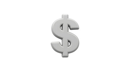 3D Dollar Sign on White Background Symbolizing Finance and Money