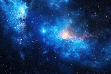 Fototapeta premium A stunning celestial scene showcasing a vibrant blue galaxy filled with sparkling stars, inviting wonder and curiosity about the mysteries of the cosmos