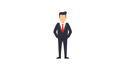 Businessman in Suit Standing Confidently Against White Background