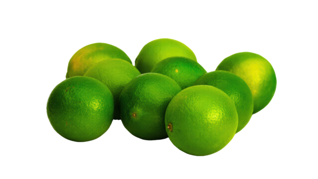 Limes isolated on pure white backdrop