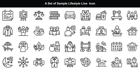 Lifestyle Icon Vector Set, Daily Life Activity Symbol Graphics