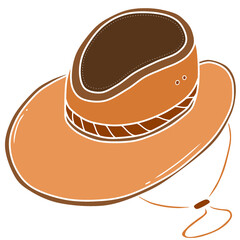 A graphic illustration of a brown leather hat