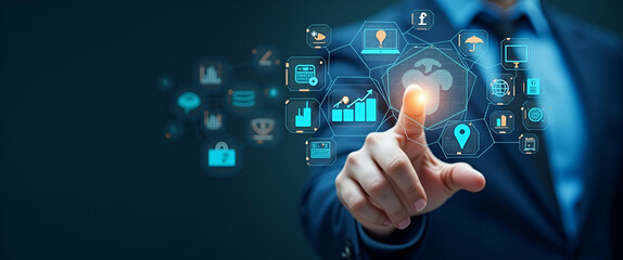 Fototapeta premium Fostering Digital Literacy: Innovative Visual Content for Continuous Learning & Career Advancement in Tech Sectors - Photo Stock Concept with Left Space