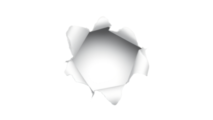 Ragged hole torn in ripped paper