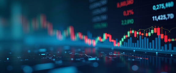 Obraz premium Trade Wars and Market Volatility: Analyzing Stock Performance, Currency Fluctuations, and Investor Confidence in Global Financial Trends - Conceptual Image with Space