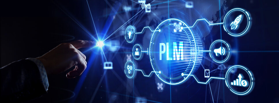 PLM Product lifecycle management system technology concept. Technology, Internet and network concept.