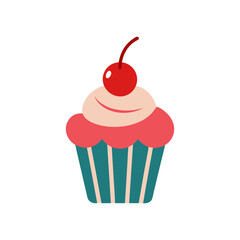 Vintage Cupcake with Cherry on Top Graphic T-Shirt Design