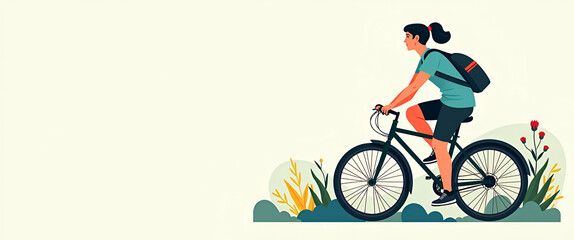 Fototapeta premium Lifestyle teenage with bicycle illustration design vibrant youth culture active transportation healthy lifestyle and freedom represented through cycling concept as Illustrated teenage lifestyle featur
