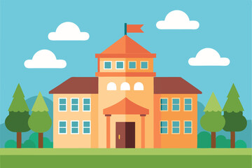 Naklejka premium Vector Illustration of a School Building Design
