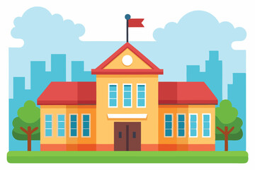 Fototapeta premium Vector Illustration of a School Building Design
