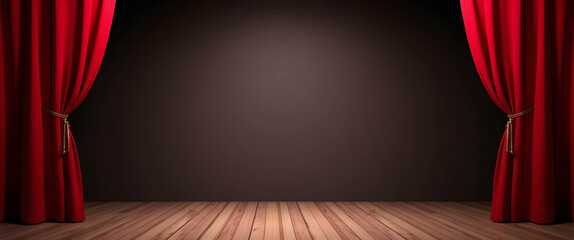 Curtain Drapes and Theater Stage Border Frame with Copy Space for World Theatre Day Shows Concept - Perfect for Stock Photos and Creative Projects