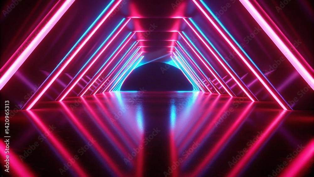 Aufkleber 80s video game scene in purple and blue neon colors, three dimensional, 3d, games, retro arcade vibe