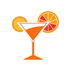 retro cocktail glass and citrus slice graphic isolated t-shirt design