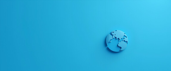 Photo realistic as Globe symbol with space for text on a blue background concept as A sleek globe symbol with ample space for text on a blue background suitable for illustrating travel destinations gl