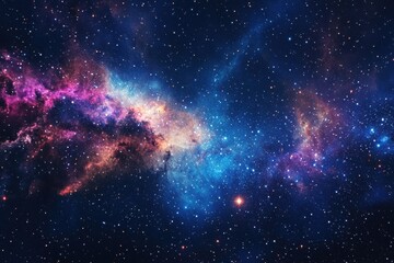 Fototapeta premium Cosmic stardust illuminates a breathtaking night sky, displaying vibrant nebula colors and the awe-inspiring beauty of the milky way and infinite universe in stunning detail