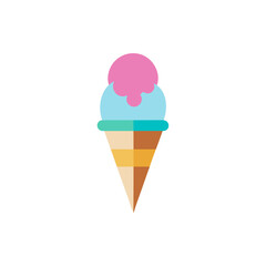 Double Scoop Ice Cream Cone on Transparent Background